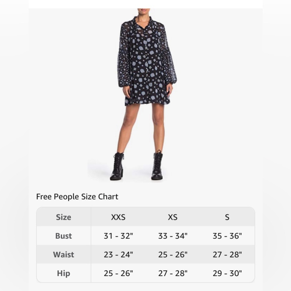 Free people patterned tunic length dress with full bell sleeve past elbow small